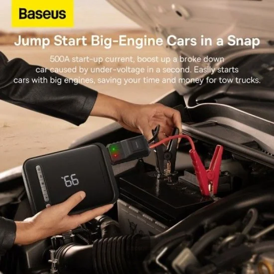 Baseus Super Energy 2-In-1 Jump Starter 8000Mah 1000A With Tire Inflator - Black